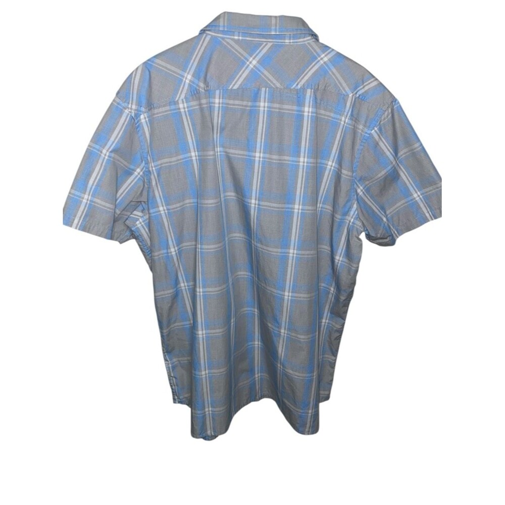 OAKLEY Mens Short Sleeve Blue Gray Plaid Button Up - Picture 2 of 3